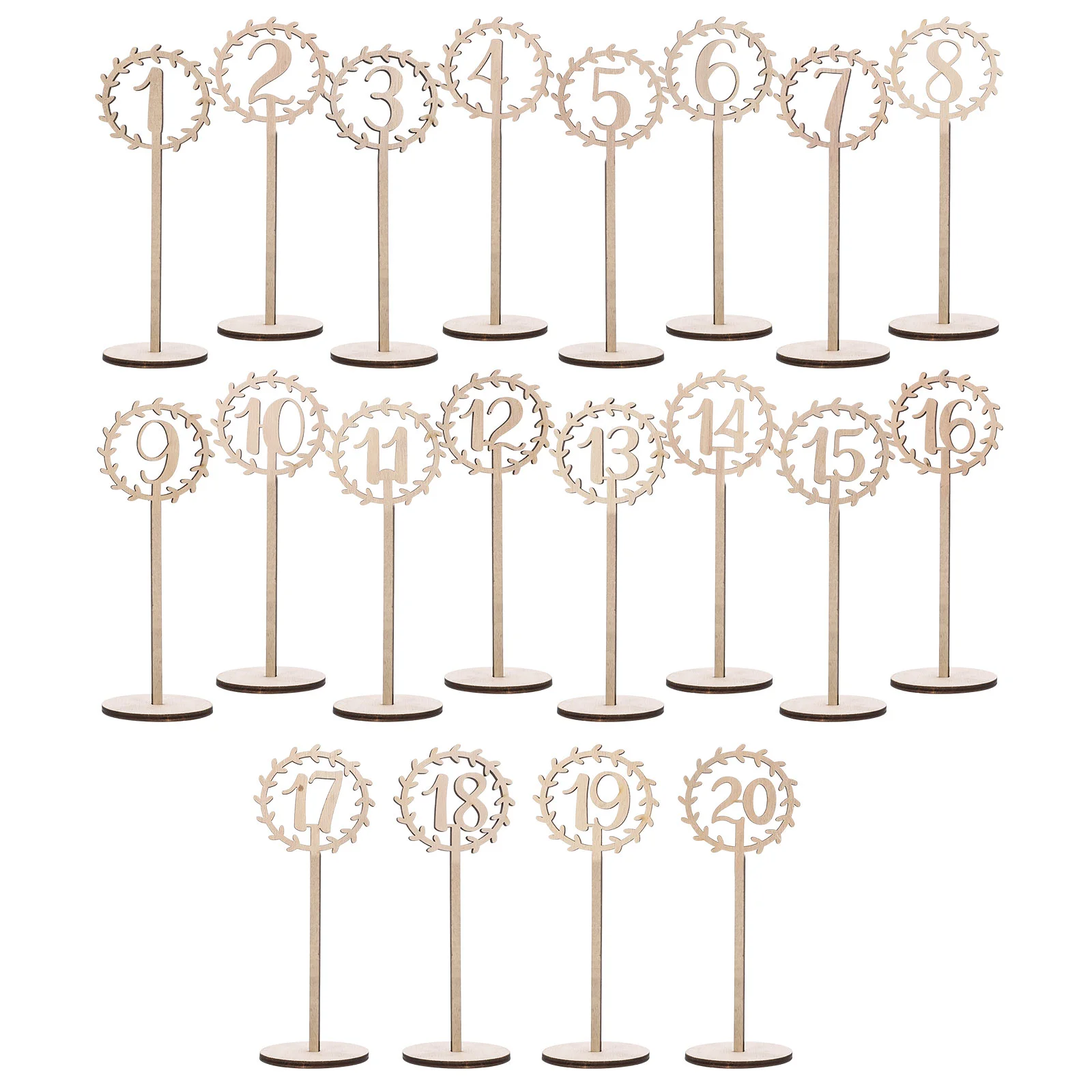 

20pcs Table Numbers Decorative Wooden Durable Table Numbers Desktop Numbers for Banquets Receptions Catering Wedding