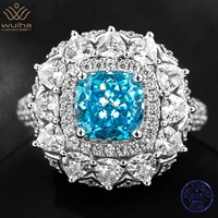 wuiha luxury solid 925 sterling silver cushion cut 77mm sapphire created moissanite gemstone wedding party ring for women gifts