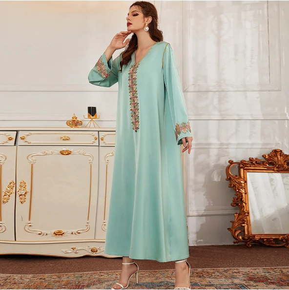 Ramadan Eid Mubarak Kaftan Satin Abaya Dubai Arabic Turkey Islam Indian Muslim Long Evening Dress For Women Robe De Soiree Femme