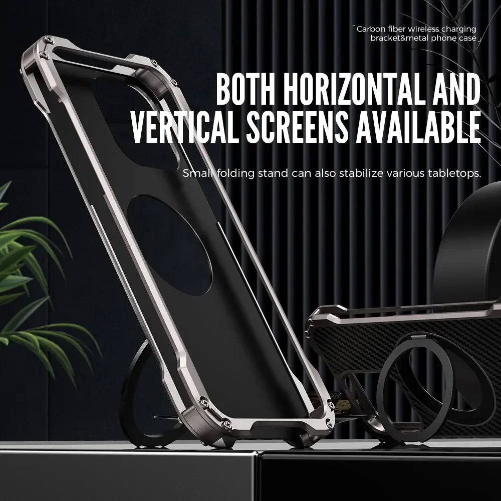 Магнитный Алюминиевый чехол для телефона из углеродного волокна Iphone 15 Pro Max