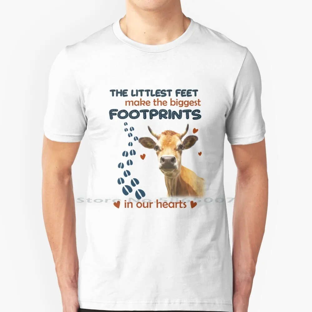 

Маленькие ноги делают самые большие следы в наших сердцах Футболка 100% хлопок ковбой коровка крупный рогатого скота МОО корова любитель Мил...