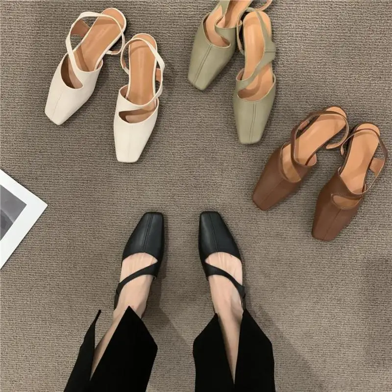 

Baotou Sandals Shoes Women's Outer Wear Ins Tide 2022 New New Korean Version All-match Flat Bottom Square Head Muller Slippers