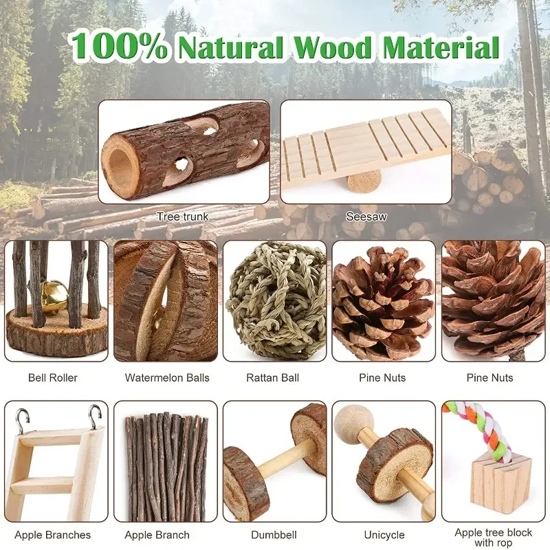 11-15 шт./набор деревянные игрушки для хомяка