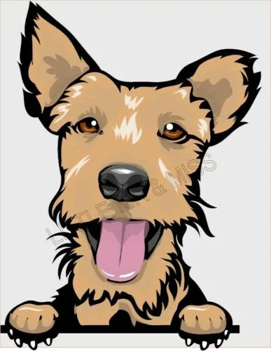 Для WELSH TERRIER Peeking Dog Breed Color Window наклейка на ноутбук стену |