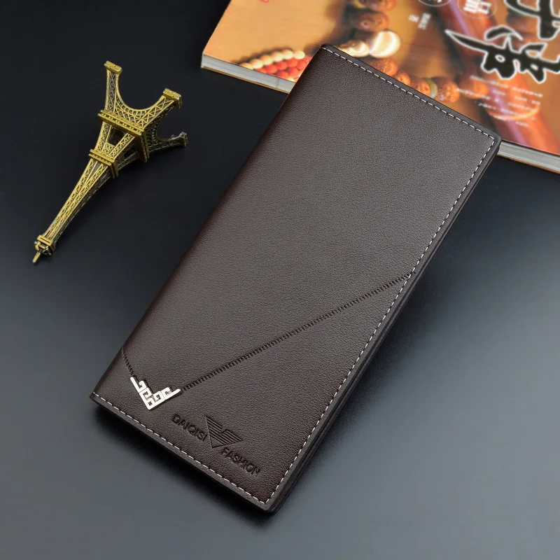New Hot Men PU Leather Wallets Men's Long Design Causal Purses Male Folding Wallet Coin Card Holders High Quality Slim Money Bag