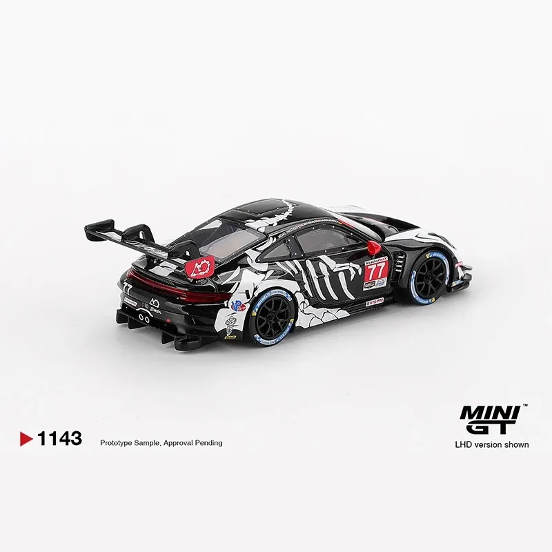 MINIGT 1:64 Porsche 911 GT3 R # 77 # Коллекционная модель автомобиля 1143 Skeleton Dinosaur AO Racing 2025 IMSA Le Mans из литого сплава (art.: 3920dad7e47c2) - 3920dad7e47c2