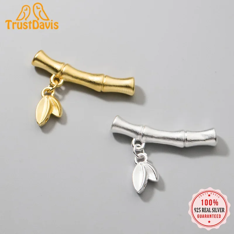TrustDavis Подвеска из настоящего серебра 925 пробы с листьями бамбука и изгибами