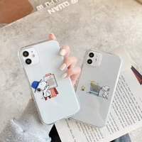 bandai creative cartoon funny snoopy clear silicone mobile phone case for iphone 7 8 plus xs max xr 11 12 13mini 13 pro max case
