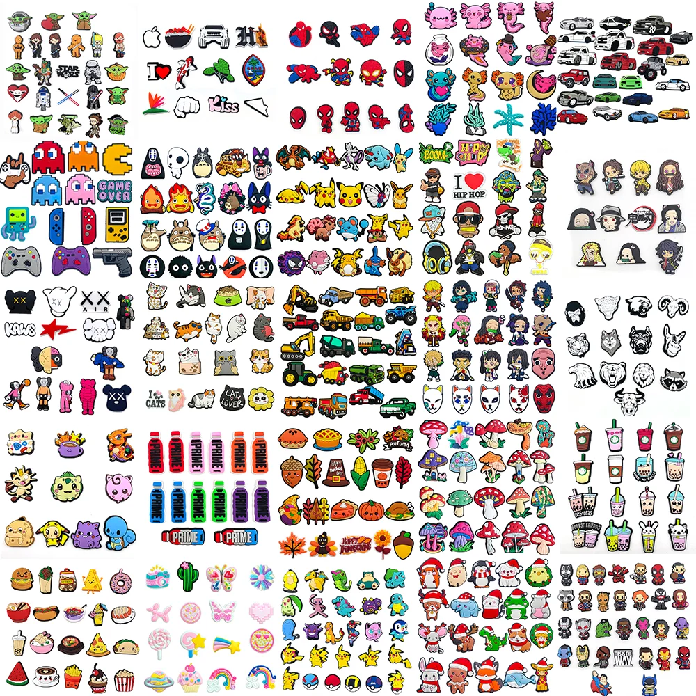 

Potdemiel Jibz Wholesale Set Collection Shoe Croc Charms for Clogs Sandals Decoration Anime Shoe Accessories Charms Friends Gift