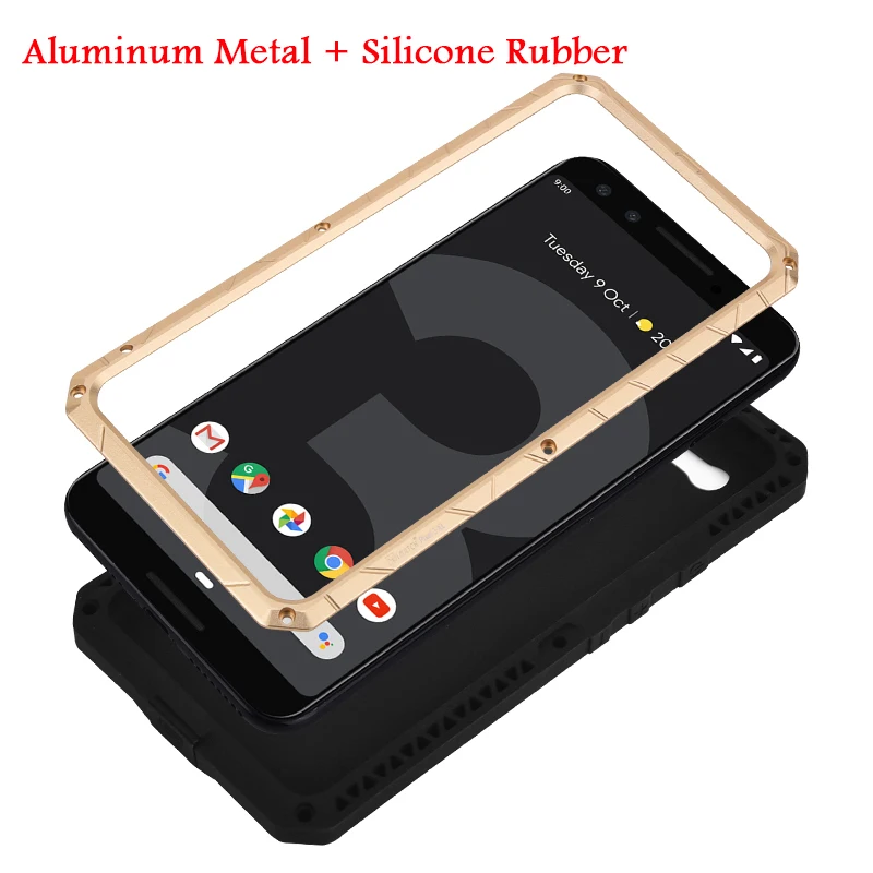 Daily Waterproof Case For Google Pixel 5 Shockproof Heavy Duty Tank Silicone Aluminum Metal Cover For Google Pixel 3 3a 4 4a Xl