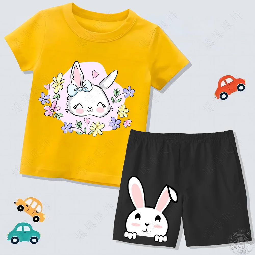 Красочный Летний Комплект Для Девочек — Хлопковая Футболка И Брюки Из