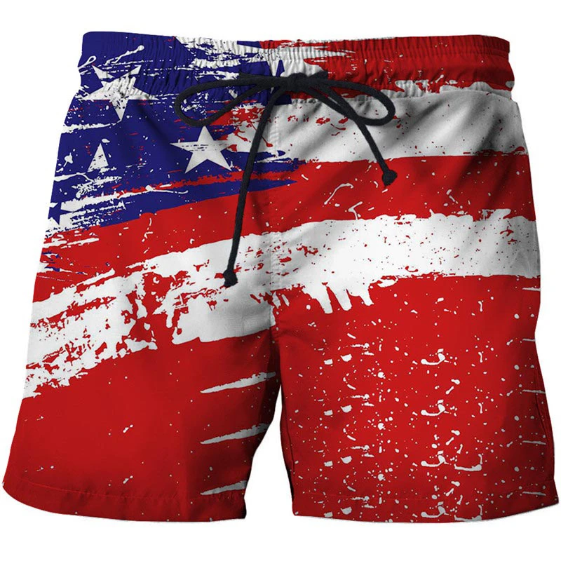 

USA UK National Flag New Summer Mens Shorts 3D Printed Casual Short Pants Teen Quick-drying Swimsuit Swim Trunks Cool Ice Shor