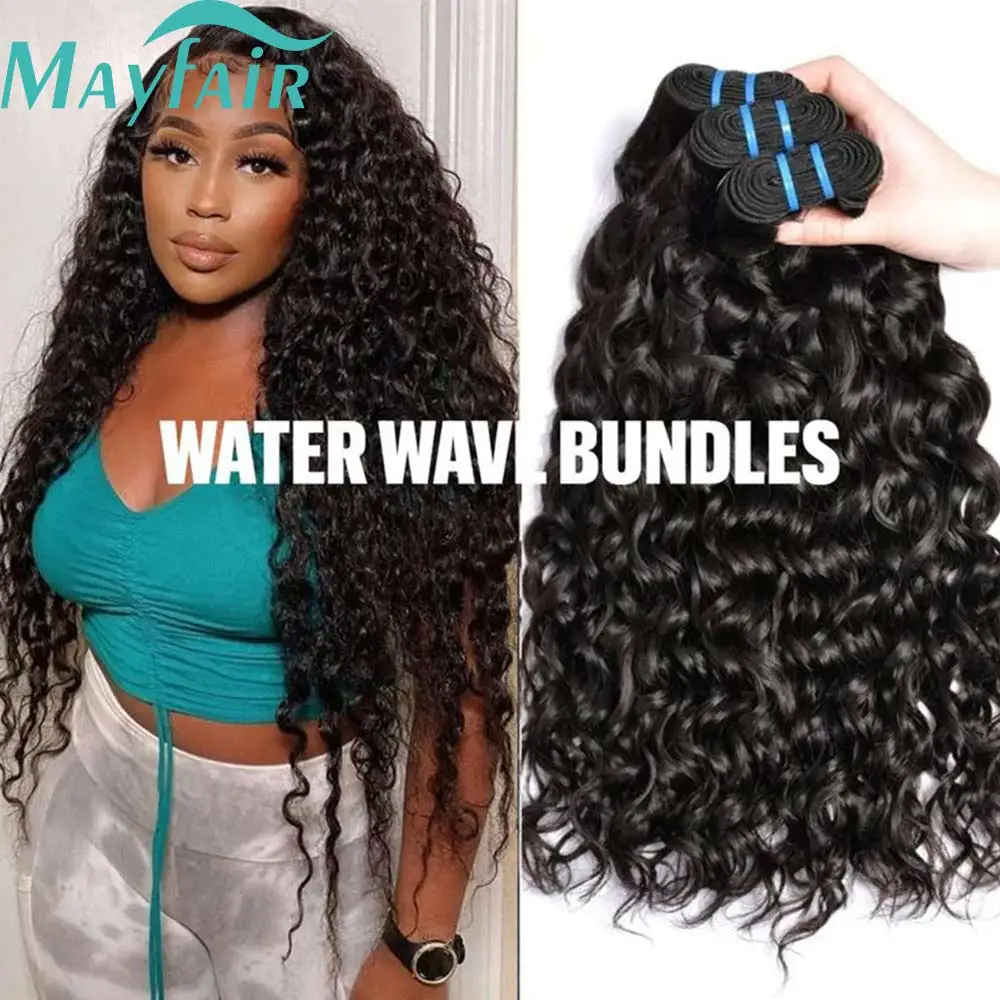 Water Wave Human Hair Bundles Curly Deep Wave Bundles Brazilian Natural Black Human Hair Remy Hair Human Hair Natural 12A