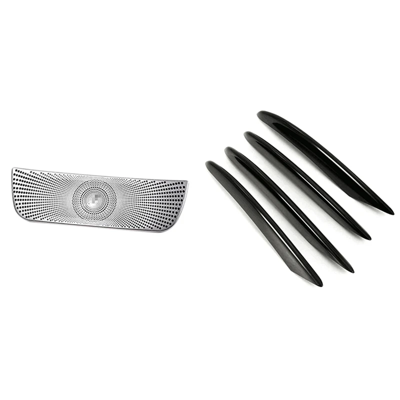 

5 Pcs Car Accessories: 4 Pcs Fog Lamp Grille Slats Auto Lights Stickers & 1 Pcs Rear Armrest Air Vent Outlet Horn Cover
