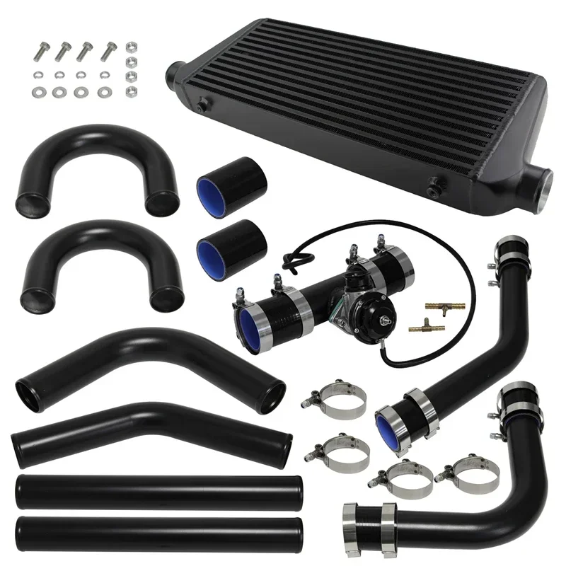 Универсальный интеркулер 550x230x65 мм + комплект алюминиевых труб 57 BOV 10PSI черный