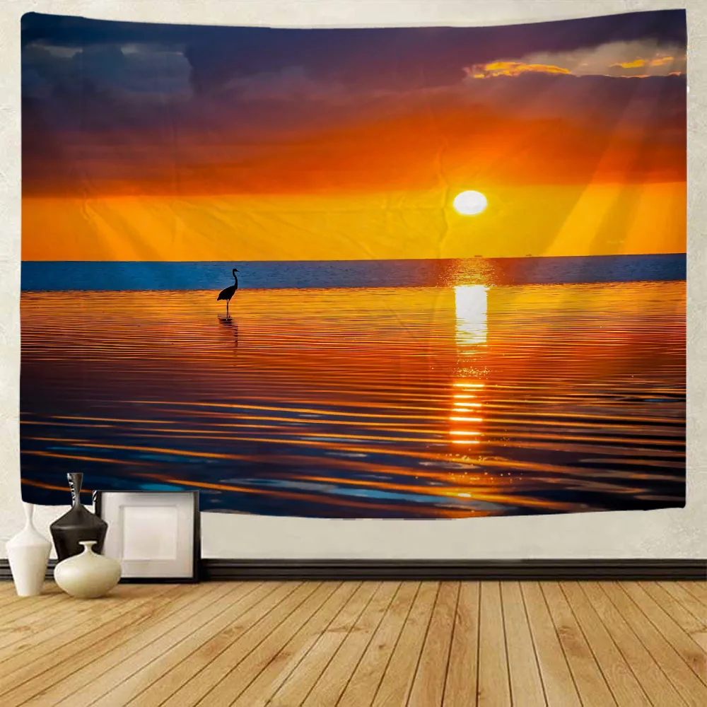 

Sunrise and Sunset Printed Tapestry Wall Hanging Psychedelic Landscape Room Wall Art Decor Boho Home Decor Yoga Mat Sofa Blanket