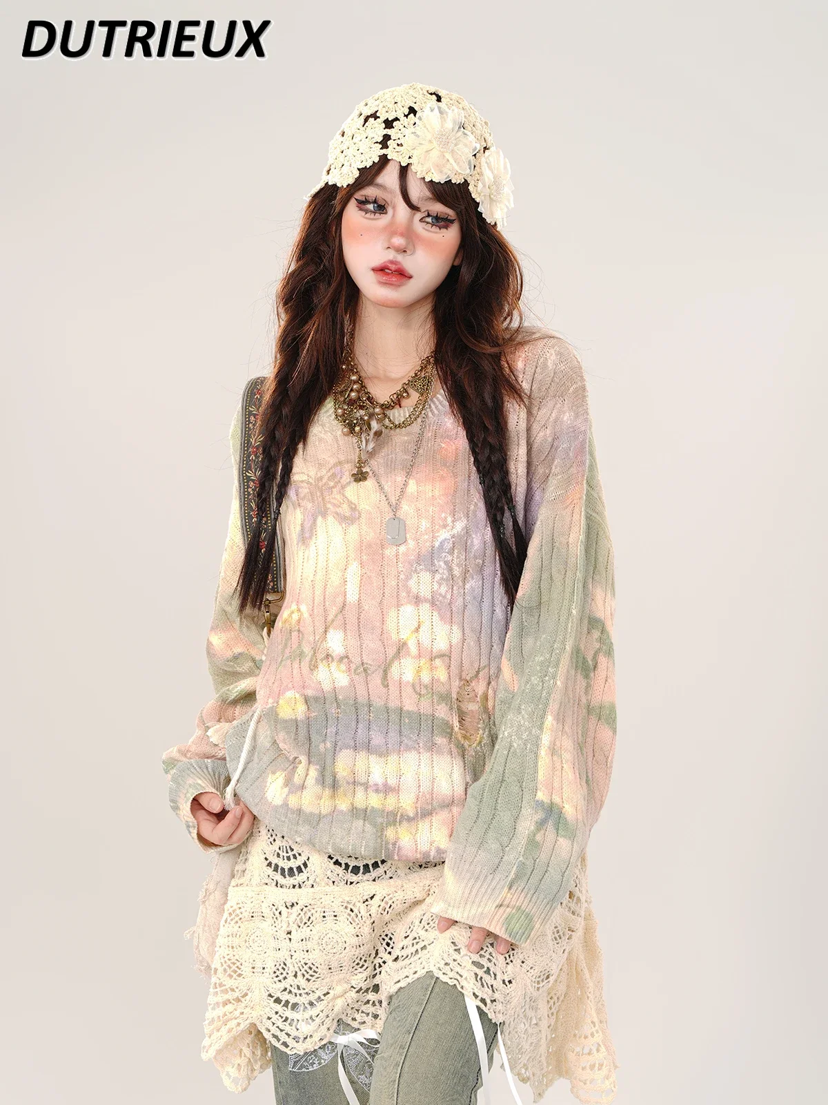 Модный милый пуловер свитер осень-зима свободный тонкий вязаный топ для женщин