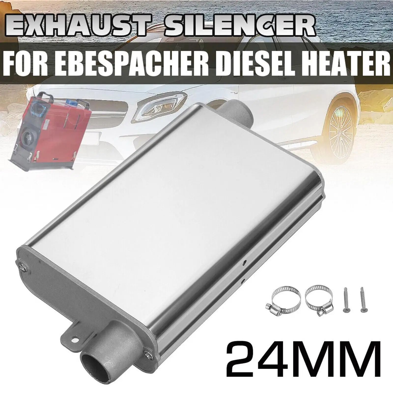 

24mm Muffler Silencer Upgraded Clamp Bracket Car Air Parking Heater Exhaust Pipe Stainless Steel For Webasto Eberspacher