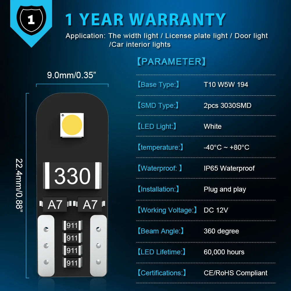 10x Canbus T10 W5W светодиодные лампы внутренние для чтения Renault Duster Megane 2 3 Logan Clio Fluence Captur