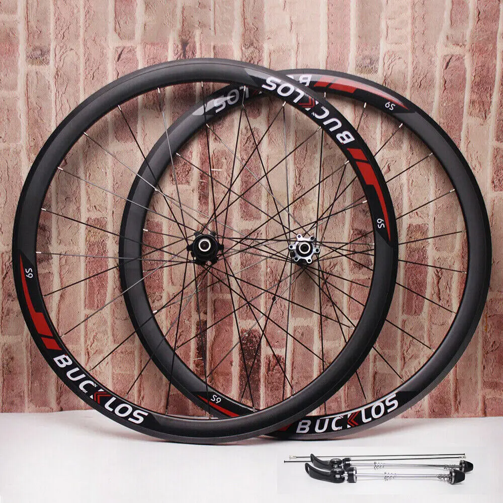 

BUCKLOS Carbon Hub 700C Wheels Road Bike Wheelset Clincher Rim Disc Brake Front Rear Wheelset Racing Bicycle Rim QR 24H