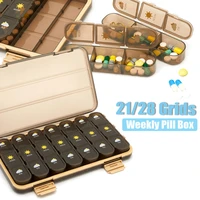 portable 2128 grids weekly pill box medicine dispenser tablet organizer storage boxes 7 days compartment pills case container