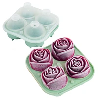 3d silicone molds for ice cube with lid rose flower shape reusable ice cube ice cream mold cocktails drink iced tea kitchen tool