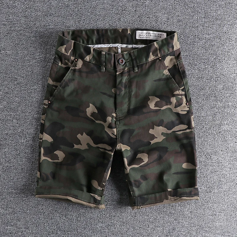 

cotton washed woven Classic camouflage casual shorts men's Japanese Kaji trend new summer Capri Pants