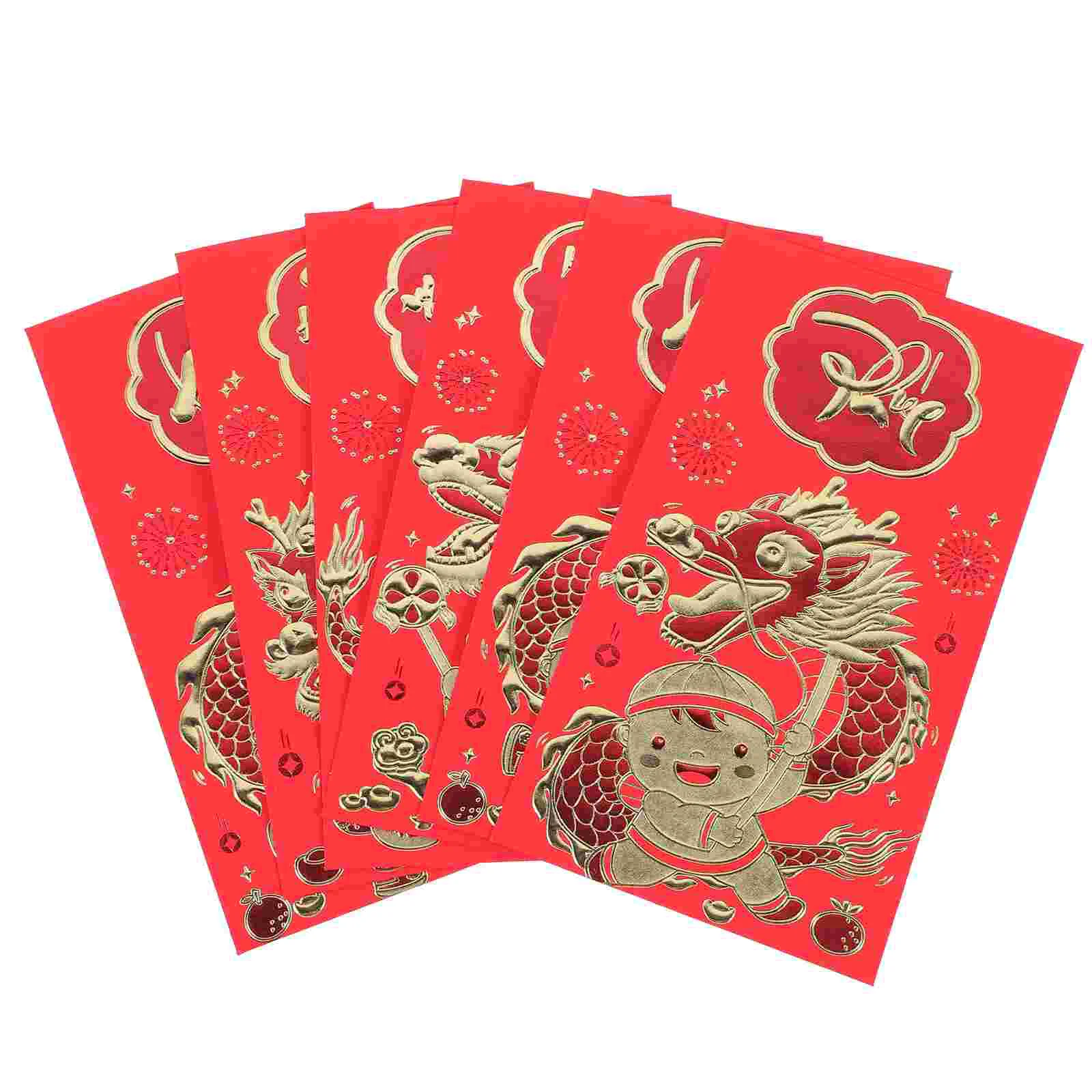 

6 Pcs Money Pouches Lunar New Year Gift Red Envelope Bags Chinese Envelopes Paper