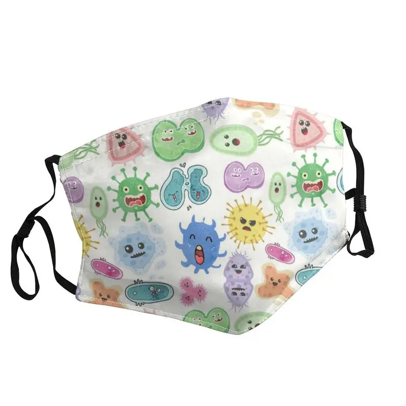 

Reusable Cute Microbes Bacteria Mouth Mask Biology Science Laboratory Anti Dust Protection Mask Respirator Muffle