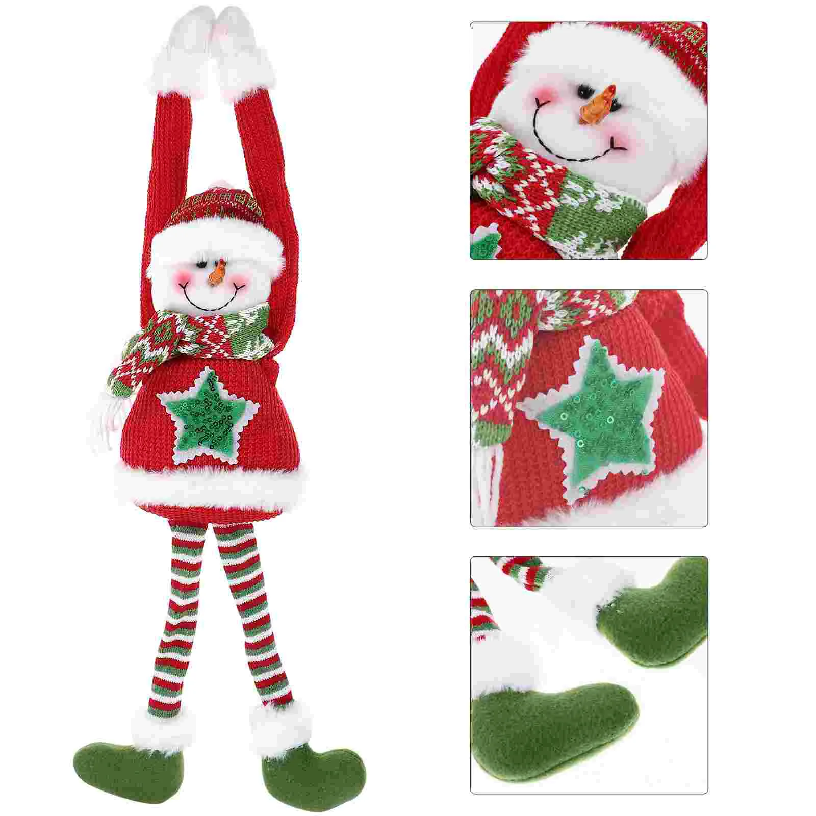 

Snowmen Door Knob Hanger Soft Plush Long Arm Snowman Christmas Tree Hanging Ornament