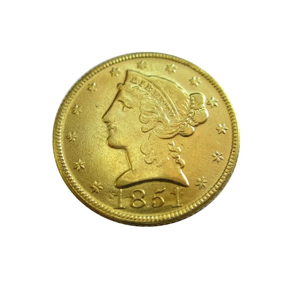 

США 1851 P, C, D,O, $5 позолоченная (Half Eagles) копия монеты с головой свободы