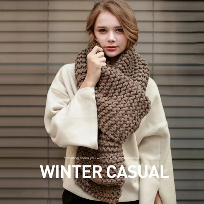 Новинка 2024 шерстяной шарф ручной работы женский зимний утолщенный однотонный