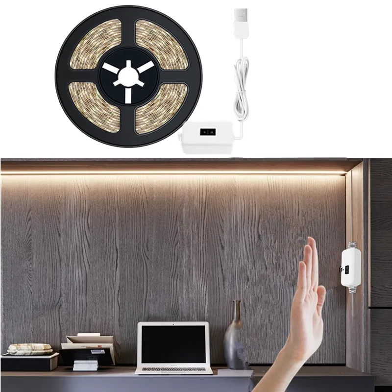 

1~5M LED Lamp Backlight TV Kitchen Bedroom Under Cabinet Lights USB LED Strip Hand Sweep Waving ON OFF Motion Sensor Lamp DC 5V