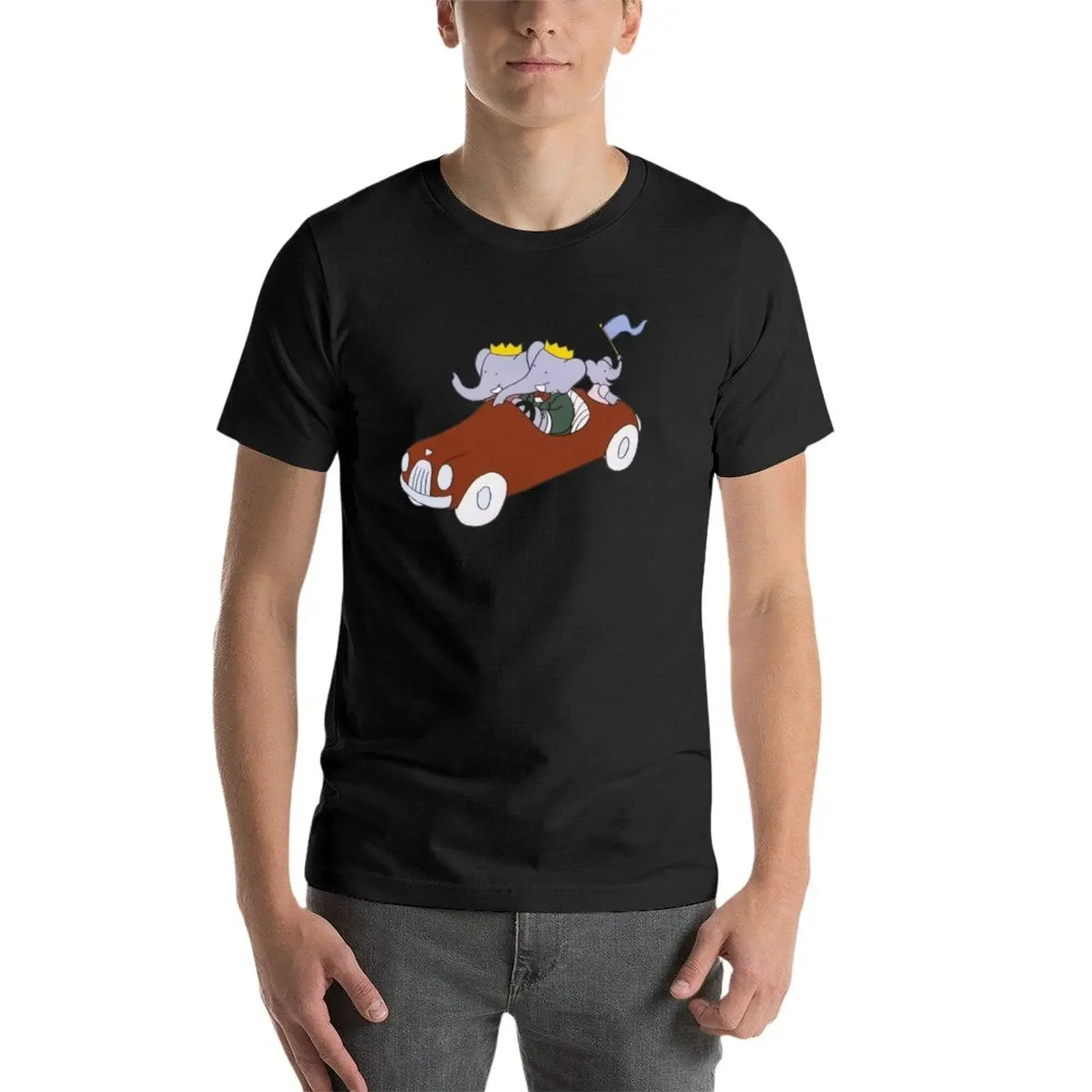 Футболка Бабар в машине летний топ одежда стиле хиппи рубашки с графическим