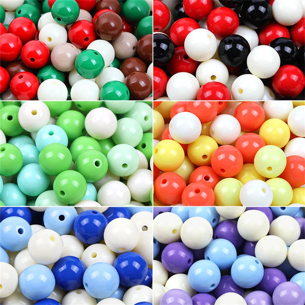 

Popular Christmas 6-16mm mixed color acrylic solid color punched beading diy mobile phone chain beading material loose beading