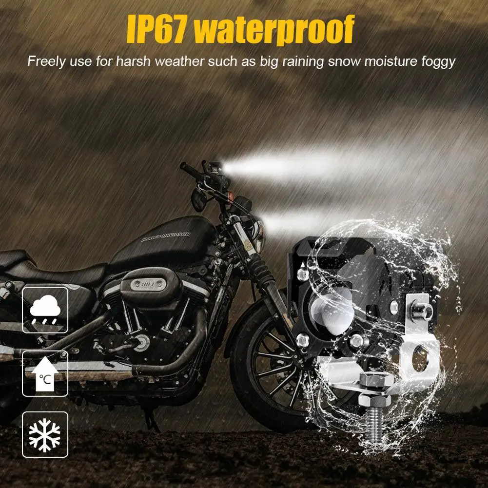

Work Light Spotlights 1 Pair 6000LM 9-36v Accessories Aluminum + PC External Headlight IP67 LED Lens Motorcycle