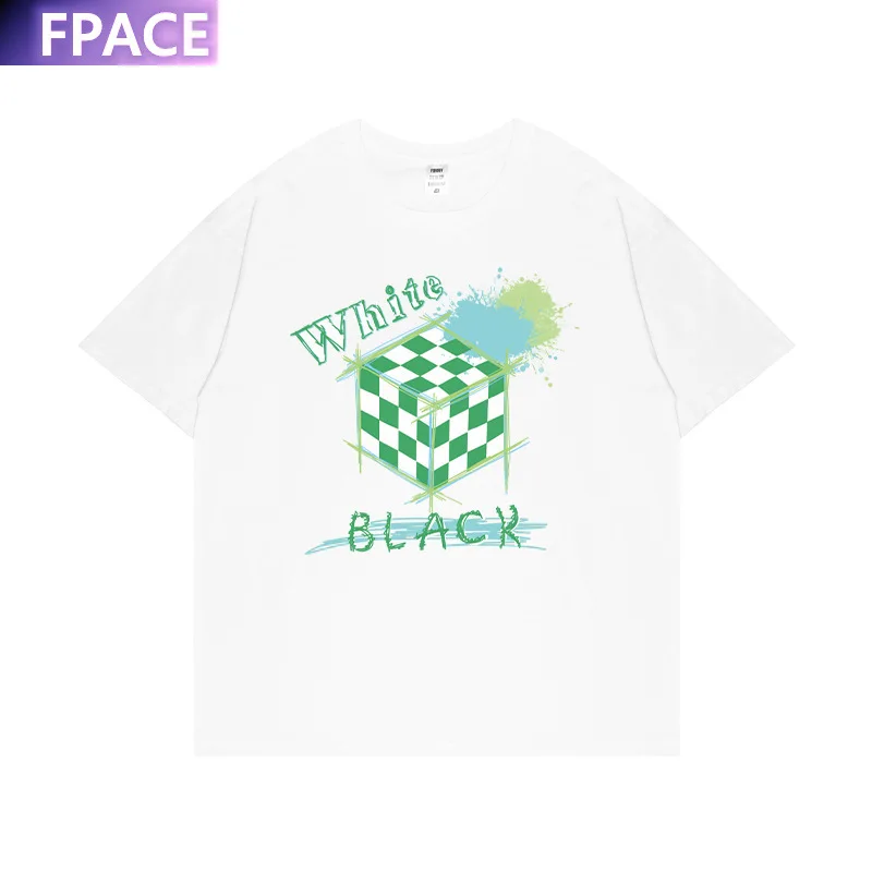 

Short-Sleeved T-shirt Men's Spring/Summer 2022 Trendy Brand Hong Kong Style Loose Crew Neck T-shirt Chessboard Plaid Printed Top