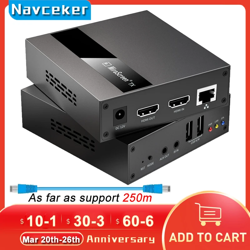 2023 квм-удлинитель Navceker HDMI, сетевой квм-удлинитель IP RJ45 Ethernet, квм-удлинитель USB HDMI 250 м по UTP/STP квм-удлинитель CAT5 CAT6