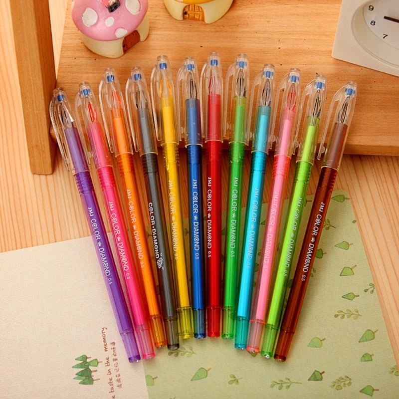 

12Pcs Colorful 0.5mm Gel Ink Pen with Refill Stationery School Office Supplies