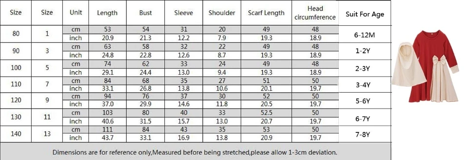 Muslim Kids Girls Prayer Dress Hijab Abaya Robe Arab Dubai Children Ramadan Kaftan Headscarf Bow Islamic Eid Party Gown Jilbab