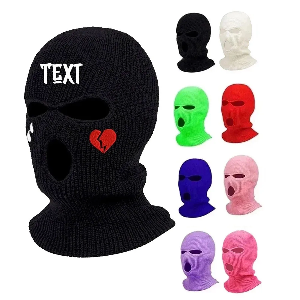

Custom Logo Text Embroidery Army Tactical Mask 3 Hole Full Face Mask Ski Mask Winter Cap Balaclava Motorbike Motorcycle Helmet