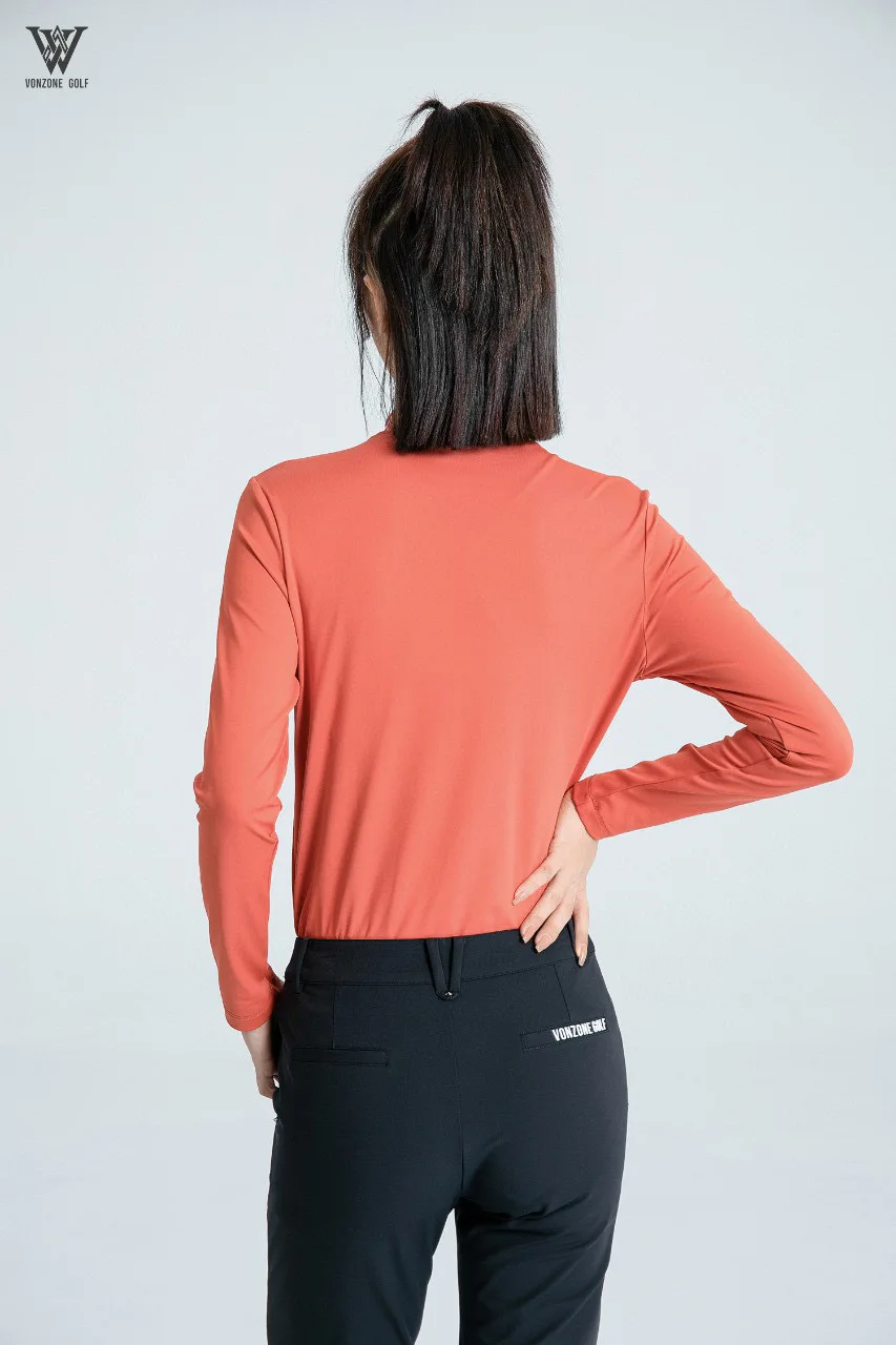 Autumn and winter golf long-sleeved women's clothing casual brand VONZONE new round neck top casual plush long-sleeved T-shirt