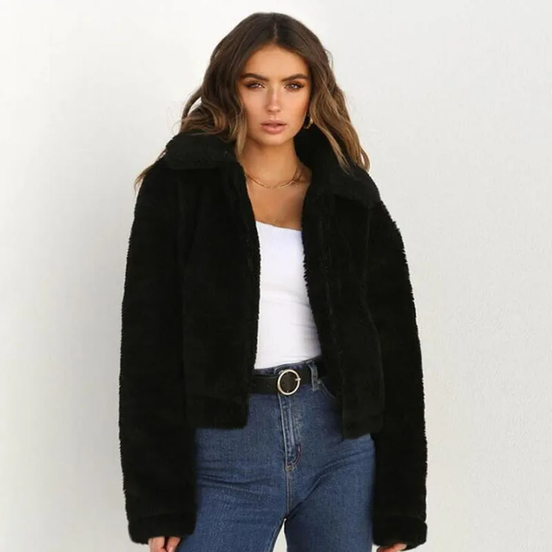 Woman Elegant Short Women Faux Fur Coat 2023 New Warm Soft Casual Loose Zipper Coat Autumn and Winter Ladies Jacket