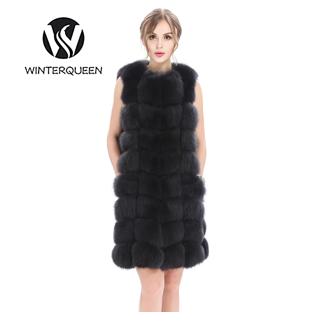 Natural Fox Fur Vest Ladies Winter Outdoor Warm Sleeveless Plus Size Jacket Fashion Luxury Genuine Leather Real Fur Coat