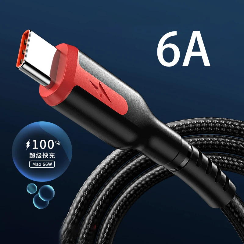 6A 66W cable usb type c For Xiaomi Huawei OPPO Oneplus usb c Wire Mobile Phon Fast Charging USB Type c Charger Cables Data Cord