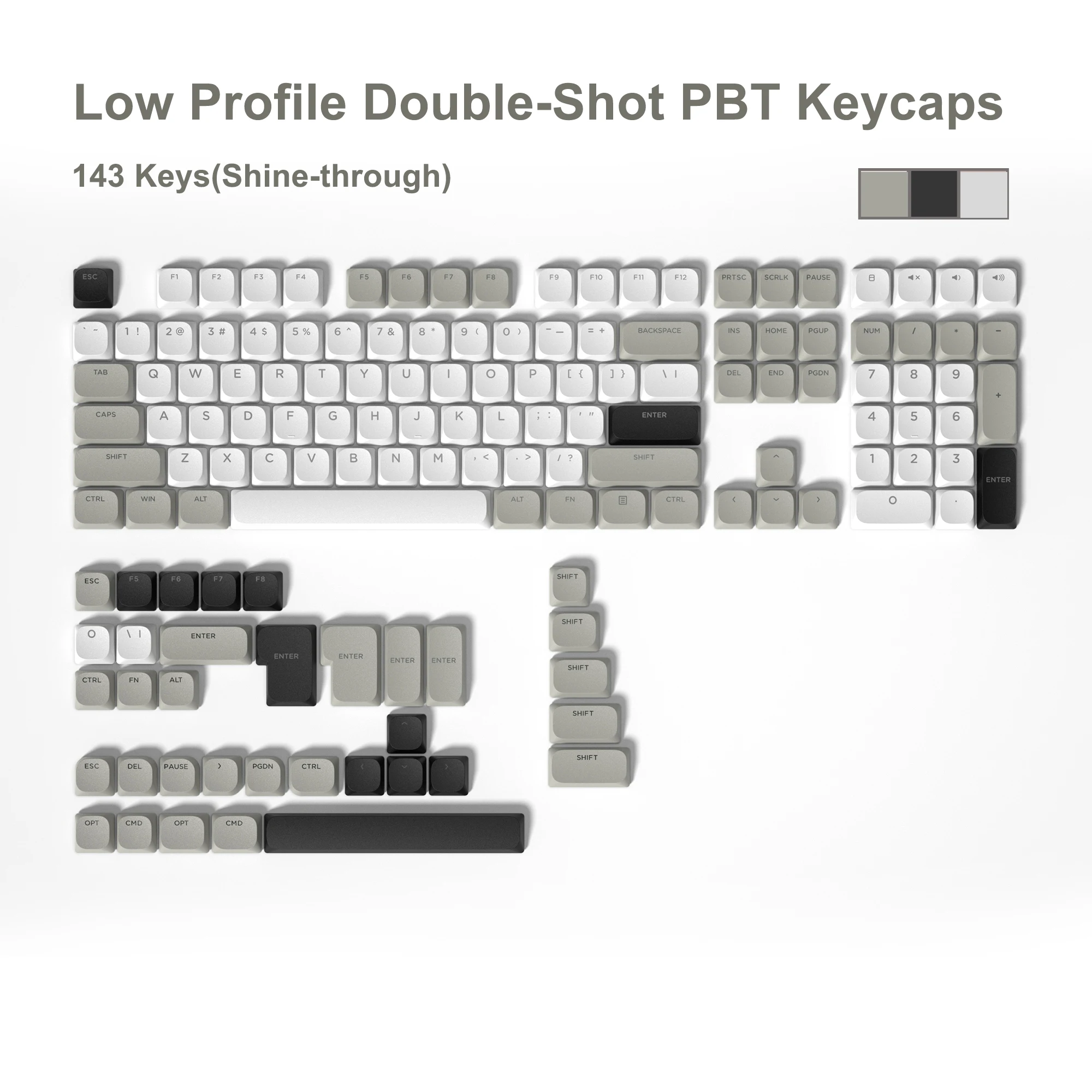 

143 клавиши, Минималистичная белая Низкопрофильная тонкая клавиатура, клавиатура PBT для Gateron Cheery MX, механическая клавиатура с рабочим расположением США и Великобритании