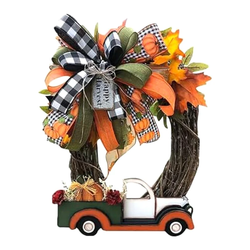 Венок Пластиковый венок Осенне-зимний День Благодарения Входная дверь