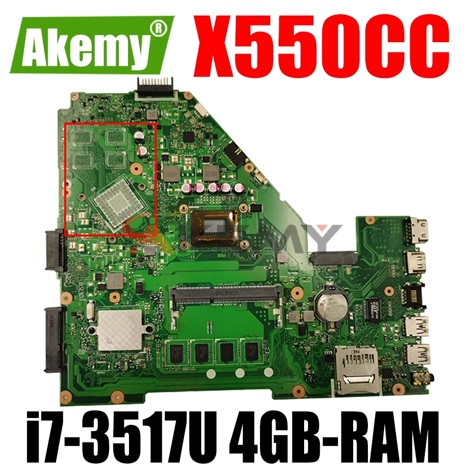 

X550CC Laptop motherboard for ASUS X550CA X550CL R510C Y581C X550C original mainboard 4GB-RAM i7-3517U CPU UMA