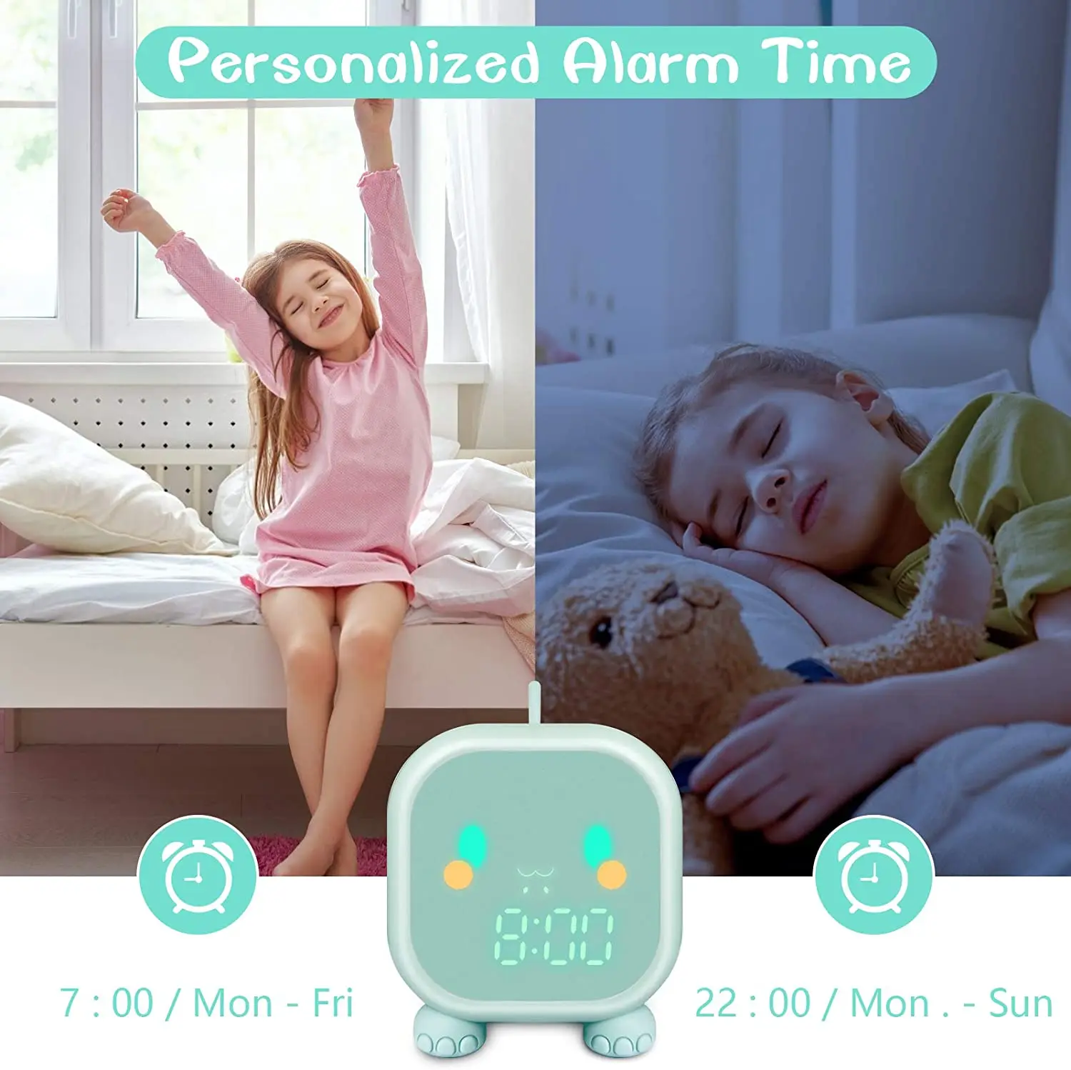 Children Sleep Trainier Wake Up Night Light Kids Alarm Clock Cute Dinosaur Digital Alarm Clock For Kids Bedside Clock images - 6