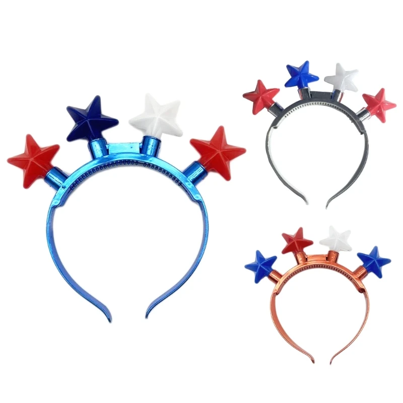 

Fourth of July Red White Blue Independence Day Star Headband LED Light Up Gift
